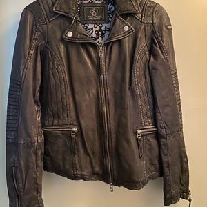 Rino & Pelle sz 38 Black Lambs Leather Biker Jacket new